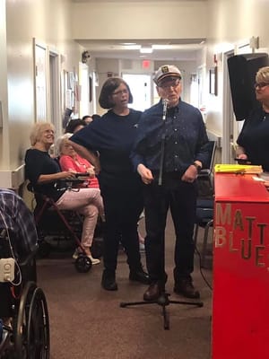 Residents participating in an activity in a common area