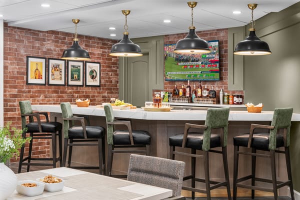 Interior dining area with a bar and snacks