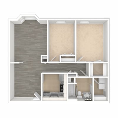 Architectural floor plan of a senior living unit.