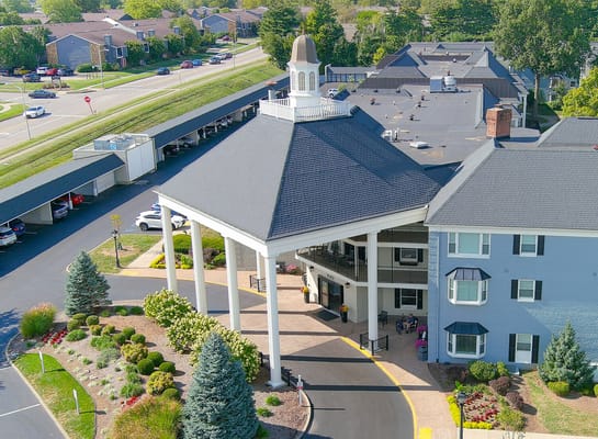 Aerial view of the Richmond Place Senior Living entrance