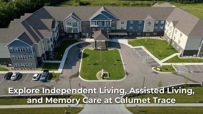 Aerial view of the Calumet Trace senior living facility
