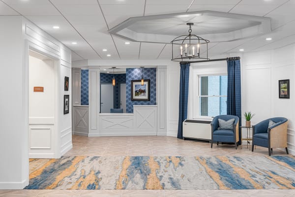 Bright interior lounge area with comfortable seating