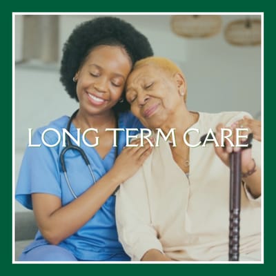 A caregiver and resident sharing a moment of care