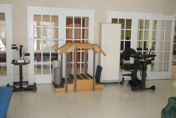 Rehabilitative therapy area with equipment