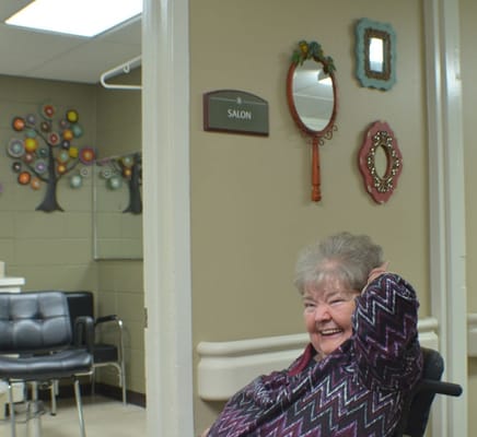 Resident enjoying a day at the salon