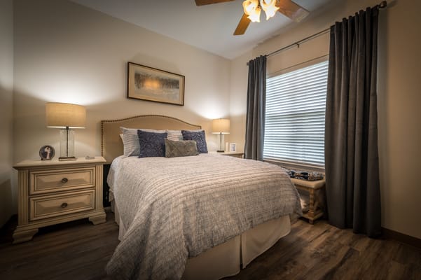 Cozy private bedroom in assisted living facility