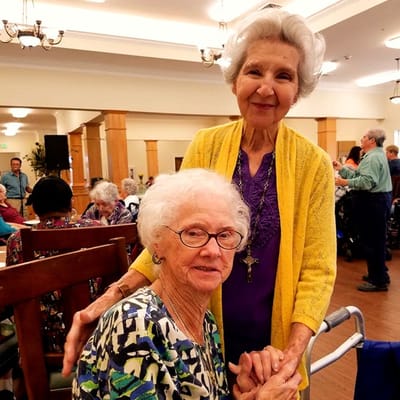 Residents celebrating together in a common area