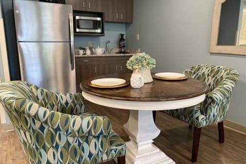 Cozy dining area in a resident's kitchen