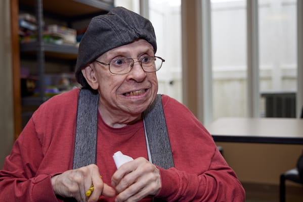 Resident engaging in an activity indoors