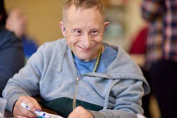 Resident participating in an indoor activity