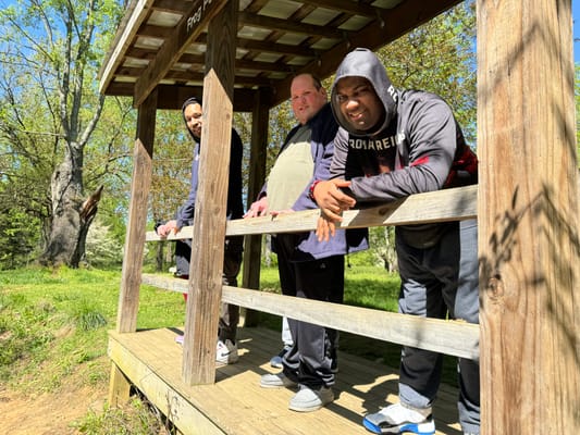 Residents enjoying an outdoor area together