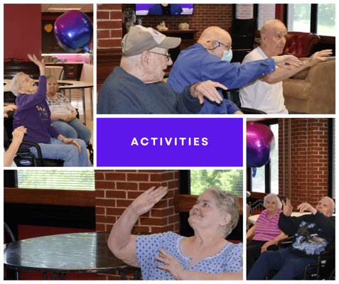 Residents participating in activities in a common area