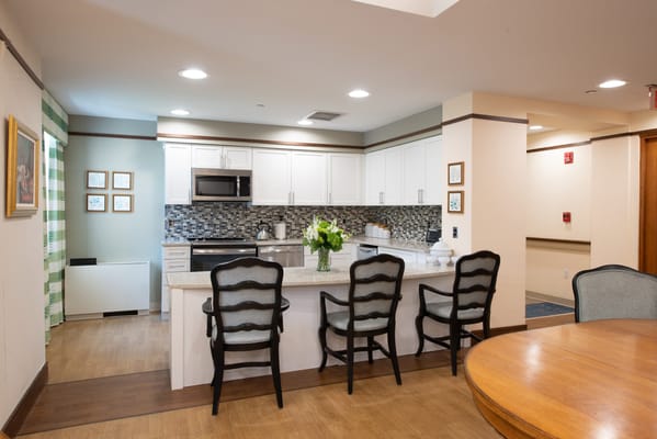 Bright kitchen area in assisted living residence