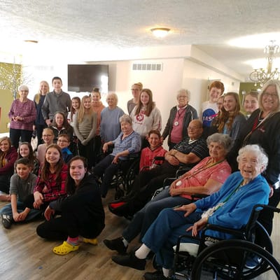 Residents and students gathered for a social event