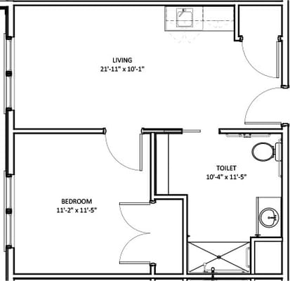 Architectural floor plan of a living space