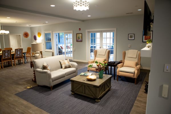 Bright common area with comfortable seating