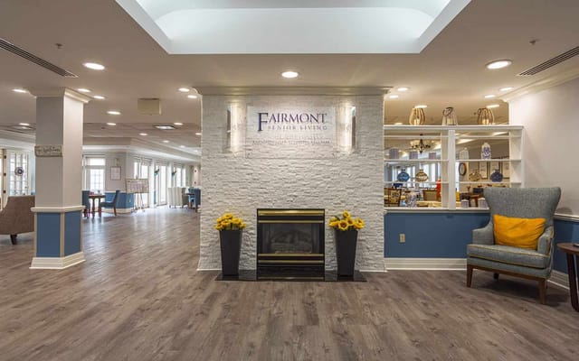 Interior view of the lobby with seating and decor