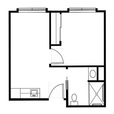 Simple black and white architectural floor plan layout