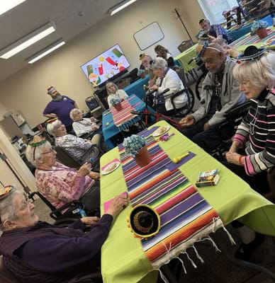 Residents participating in a festive activity.