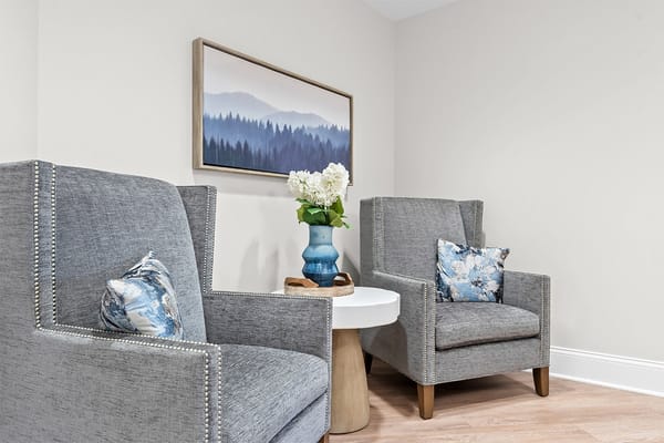 Cozy seating area with armchairs and decor