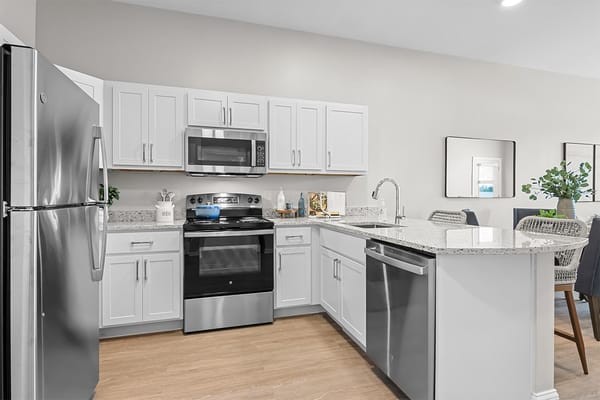 Bright kitchen interior with modern appliances