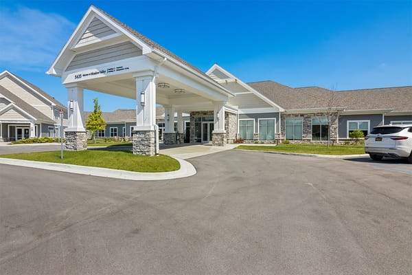 Entrance of Meadow Valley facility with landscaping