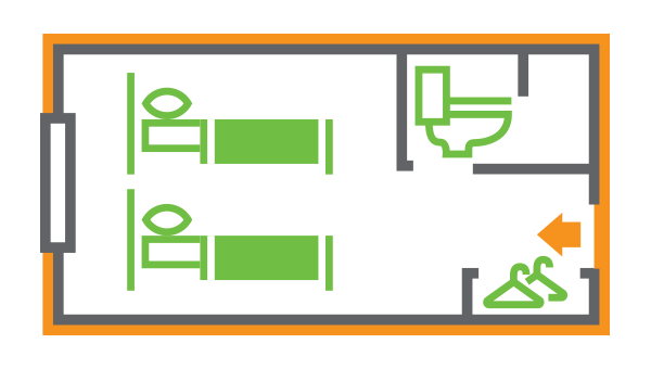 Architectural floor plan of a resident unit