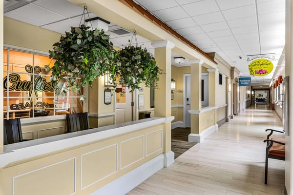 Interior view of a salon reception area