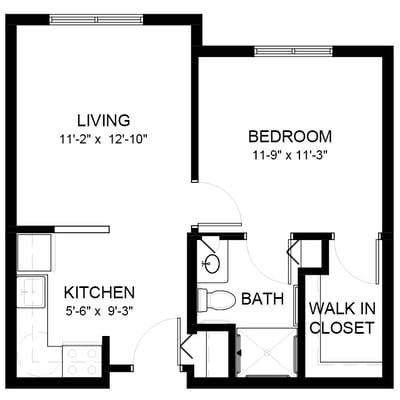 Architectural floor plan of a residential unit