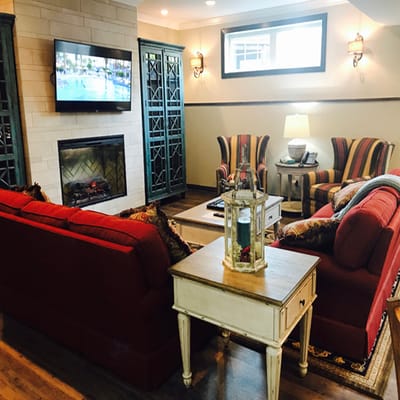 Cozy common area with comfortable seating and a TV