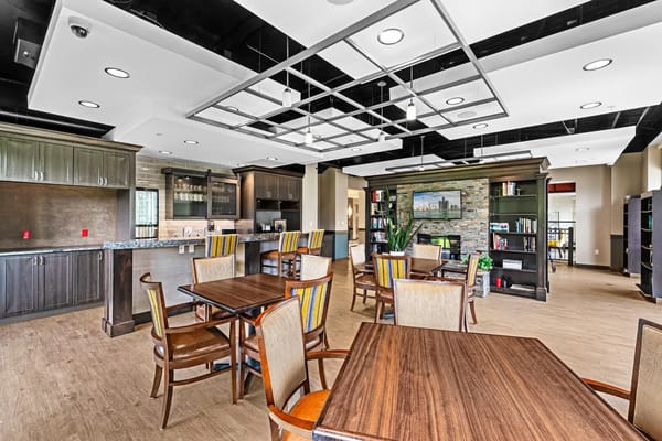 Modern common area of a senior living facility