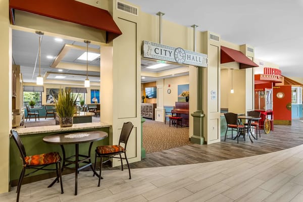 Interior view of the common area with seating