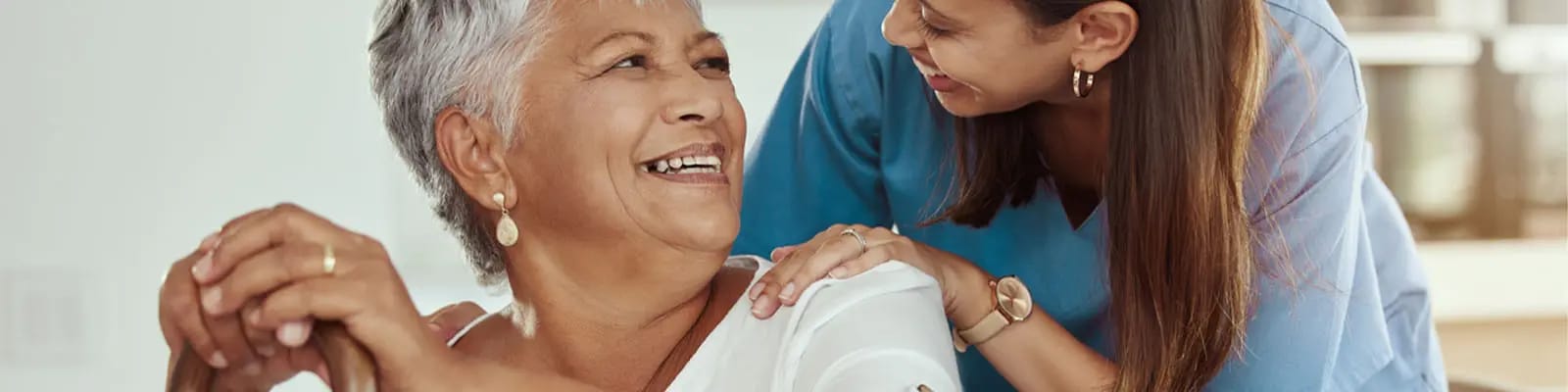 Resident and staff member enjoying time together