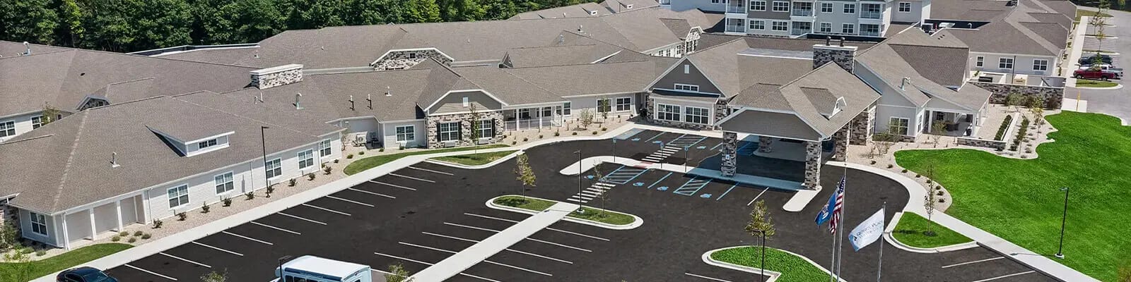 Aerial view of Quincy Place Senior Living facility
