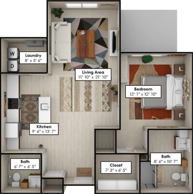 Architectural floor plan of a resident unit