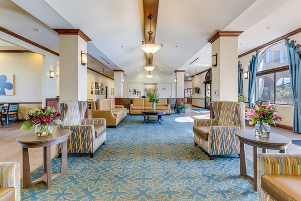 Bright interior of a common area with seating