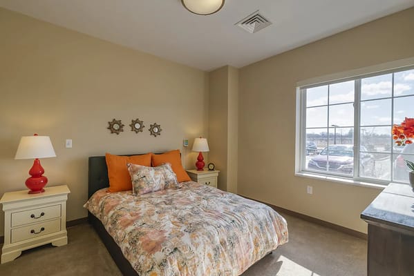 Cozy private resident room with bright decor