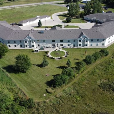 Aerial view of Park Gardens with landscaped grounds