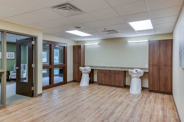 Bright and spacious interior room with wooden floors