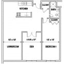 Architectural floor plan of a resident unit