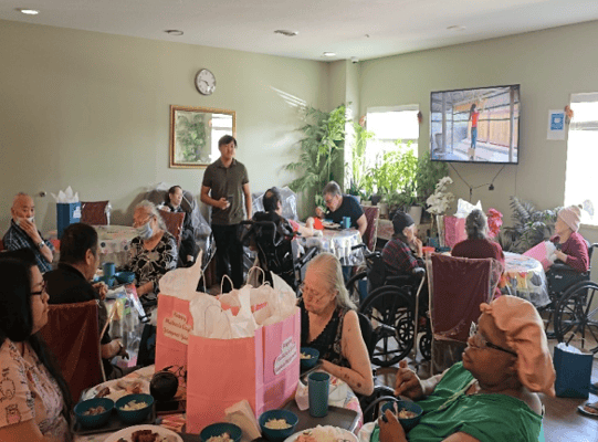 Residents enjoying an activity in a common area