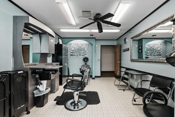 Interior view of a salon in a senior living facility