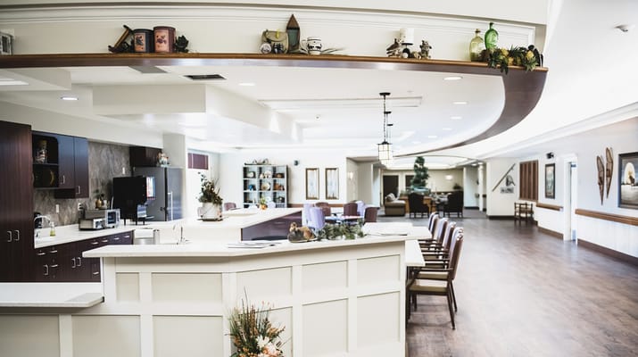 Interior view of a common area with seating and decor