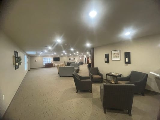 Spacious common area with seating and decor