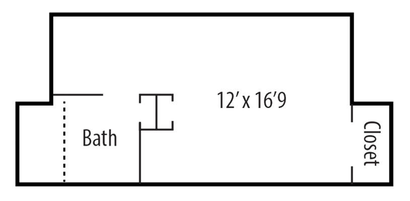 Architectural floor plan of a resident unit
