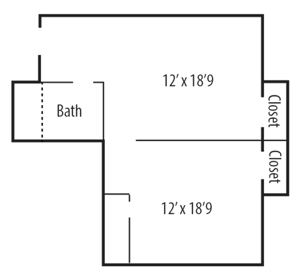 Architectural floor plan of a resident unit