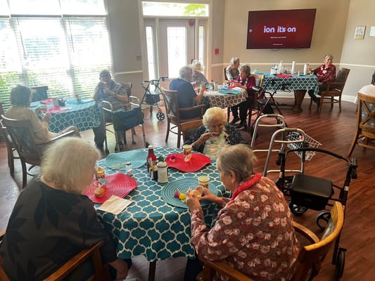 Residents engaged in an activity in a common area