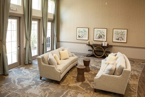 Spacious lounge area with comfortable seating