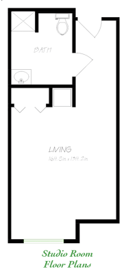 Architectural floor plan of a studio room