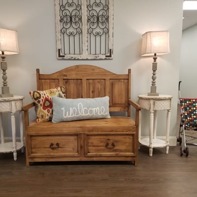 Welcoming seating area with decorative elements